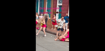 Group Of Friends With The Same Outfits On, Gets Into A Fade In Public