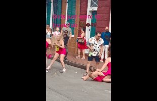 Group Of Friends With The Same Outfits On, Gets Into A Fade In Public