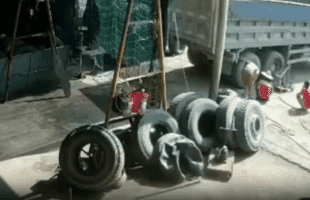 Theses 3 Workers Had No Chance Against This Tire!