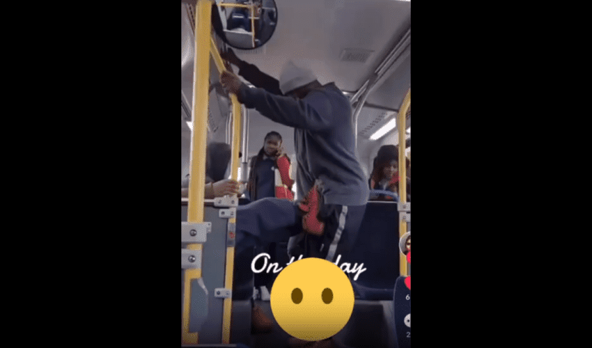 Dude Gets Violated On Bus After He Tried To Take A Woman Cheeks By Force In Front Of Her Son!