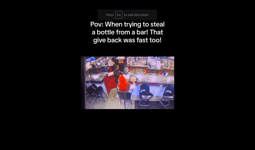 Girl Gets Caught Red Handed Trying To Steal A Bottle From A Bar!