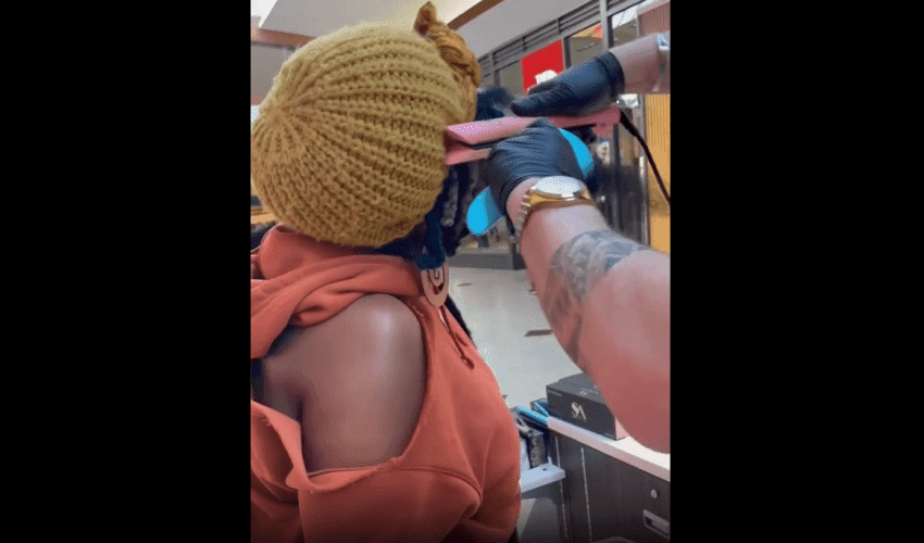 Is It Your Real Hair: Dude Accidentally Took Off A Woman Hair While Using A Flat Iron!