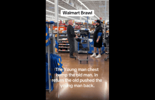 Dude Gets Checked By A 60 Year Old Guy After He Chest Bumped Him In Walmart For No Reason!