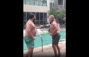 Two Swimmers Gets Into A Fade At The Pool