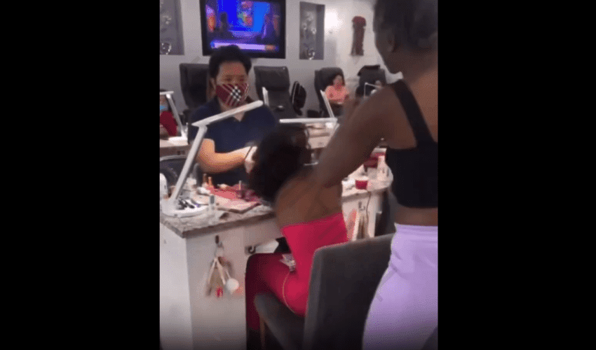 Girl Gets Handled In The Nail Shop For Talking About Another Girl Mother