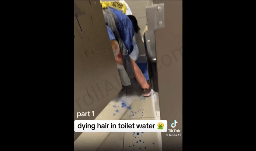 Woman Caught Dying Her Hair In A Public Toilet