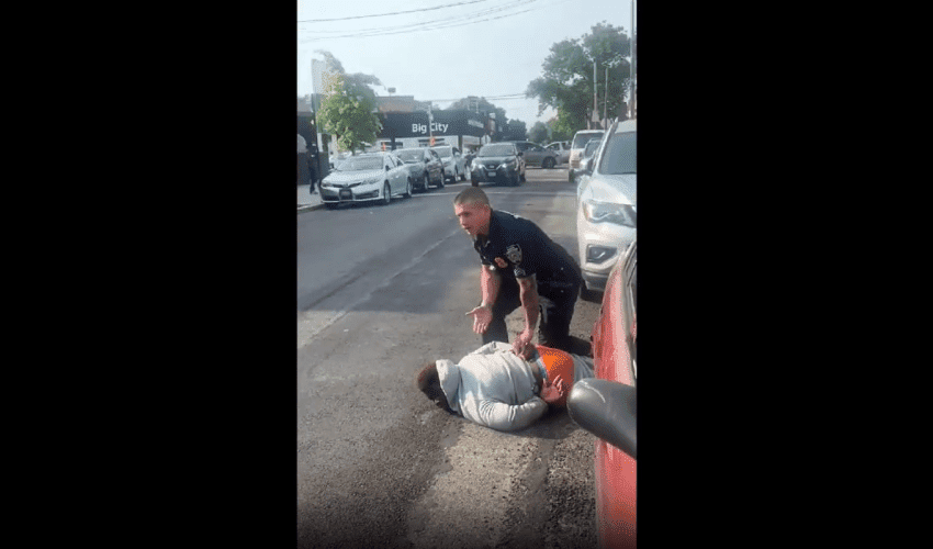 Police Screams At His Female Coworker After She Was Taking To Long To Get Out The Car To Help Him Arrest A Guy In New York