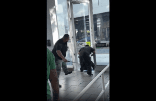 Security Guard Legs Went Out After He Tried To Hit A Thief For Stealing