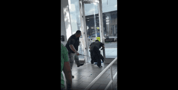 Security Guard Legs Went Out After He Tried To Hit A Thief For Stealing