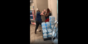 Two Guys Handles Woman After She Was Caught Stealing In Store