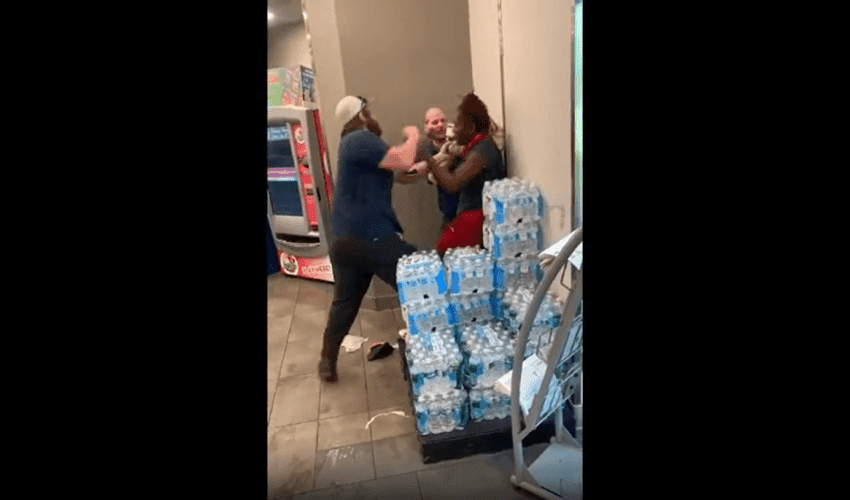 Two Guys Handles Woman After She Was Caught Stealing In Store