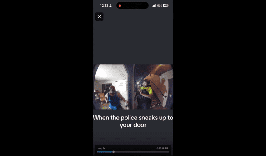 Police Almost Got Hit With A Fist After Creeping Up On Somebody Door To Arrest Somebody