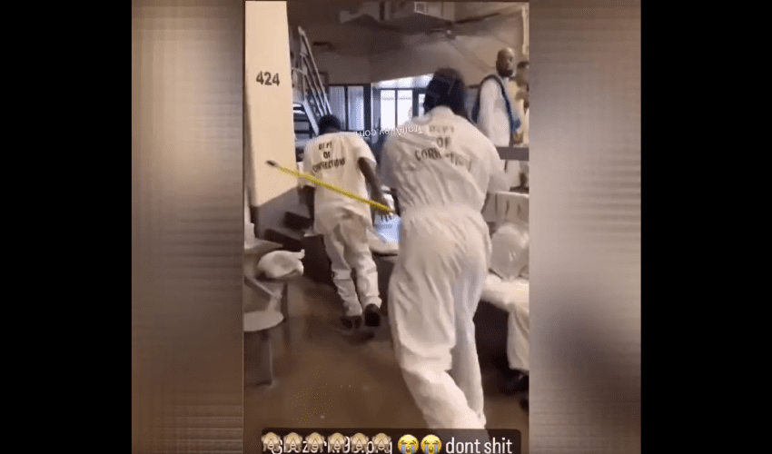 Man Gets Beaten With A Broom By A Inmate After He Took A Shii In The Prison Shower