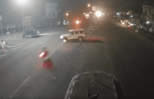 Careless Motorcycle Driver Tries To Beat Car But Failed