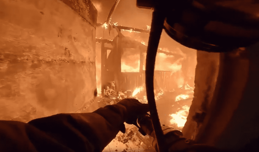 Insane Gopro Footage Of Firefighter Putting Out A Big Fire