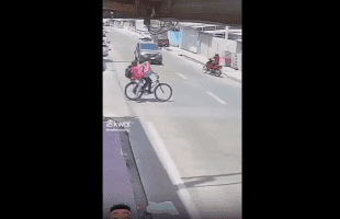 Careless Couple On Bike Sent Flying After Crossing The Street