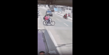 Careless Couple On Bike Sent Flying After Crossing The Street