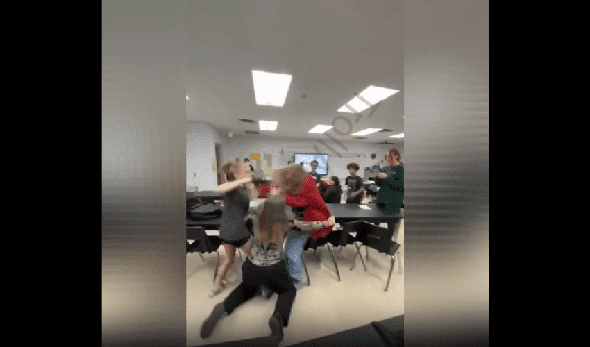 Freshman Girl Fights Her Sister Bully At School Which Was A Junior And The Teacher Had A Struggle To Break Them Up