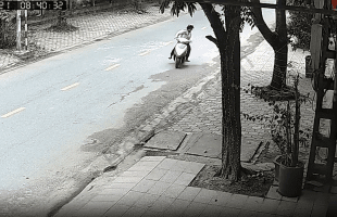 Chinese Guy On Motorcycle Crashes Into A Tree