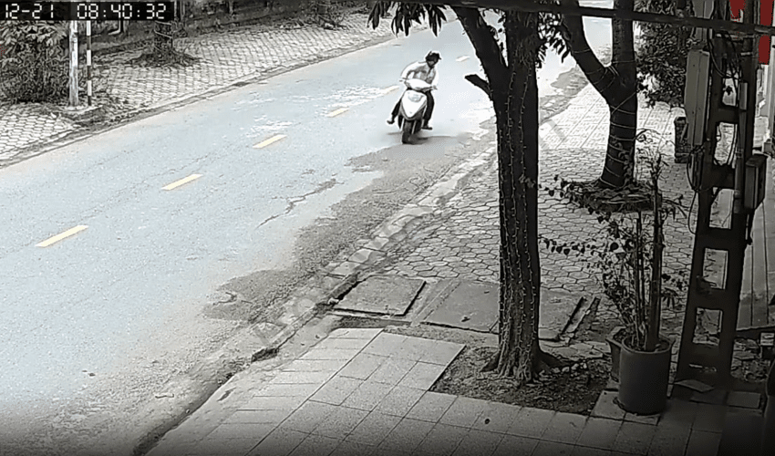 Chinese Guy On Motorcycle Crashes Into A Tree