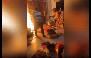 Helpless Family Tried To Put Out House Fire But Increased It Even More