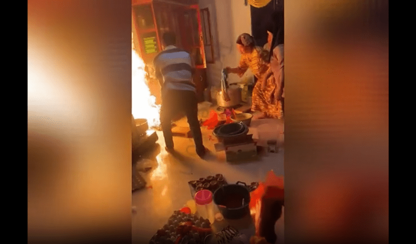 Helpless Family Tried To Put Out House Fire But Increased It Even More