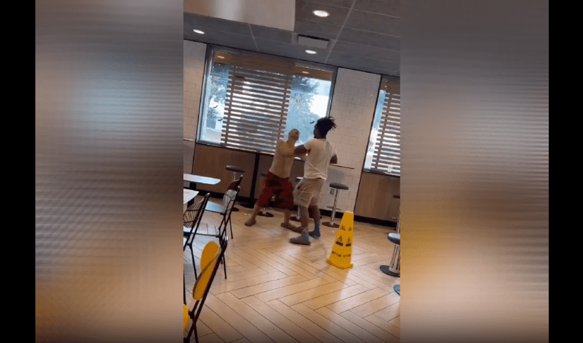 Dude Tried To Grab A Guy By His Neck But Got Laid Out Quick In Mcdonalds