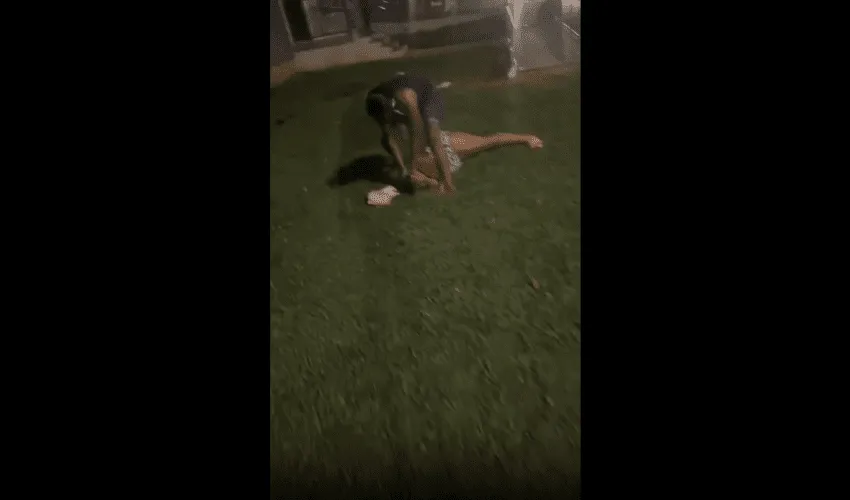 Dude Catches A Girl Beating Up On His Auntie And Stops It In A Calm Way!