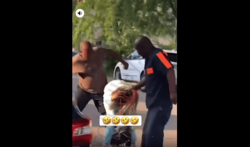 Girl Pulled Up And Hit The Wrong Car With A Brick And Gets Handle By Two Grown Men!