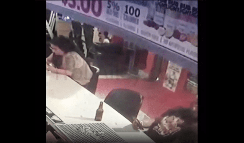 Dude Gets Caught Red Handed Wacking At The Bar In Front Of A Woman!