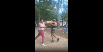 Two Big Guys Goes At It Over Granny House!