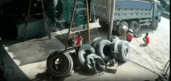 Theses 3 Workers Had No Chance Against This Tire!