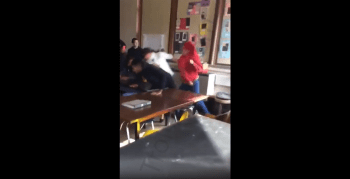 Dude Gets Mad And Beat Up Two Of His Classmates For Accidentally Hitting The Teacher While Fighting!