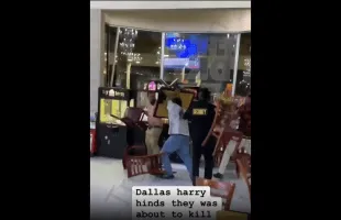 Dude Gets Violated With Tables And Chairs By Workers And Customers For Saying The N Word!