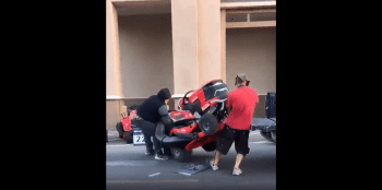 Two Thieves Caught Stealing A Riding Mower From Store!