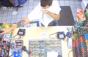 Dude Caught On Camera Robbing A Houston Convenience Store With His Shirt As A Mask!