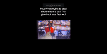 Girl Gets Caught Red Handed Trying To Steal A Bottle From A Bar!