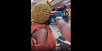 Is It Your Real Hair: Dude Accidentally Took Off A Woman Hair While Using A Flat Iron!