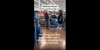 Dude Gets Checked By A 60 Year Old Guy After He Chest Bumped Him In Walmart For No Reason!