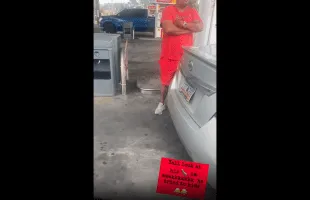 Dude Tried To Hide After He Caught A Stiffy While Getting A Woman Number At The Store!