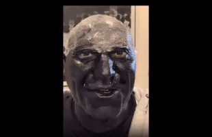 Dude Really Got A Blackout Head Face Tattoo!