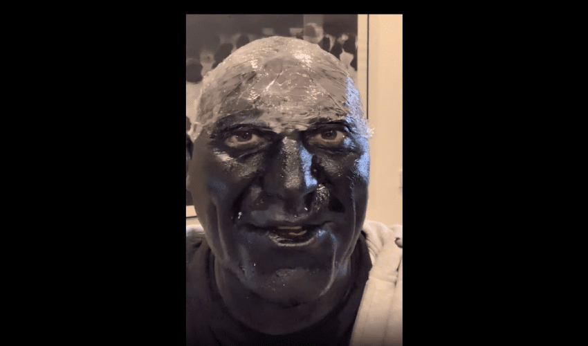 Dude Really Got A Blackout Head Face Tattoo!