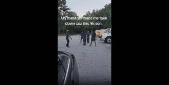 Lame Or Smart?  Bro Really Pulled The Burner After Getting A Quick Punch In During A Altercation With His Coworker