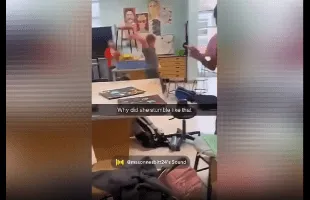 Teacher Tried To Make This Student Sit Down But Instead He Pushed Her Around Like She Was A Student