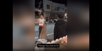 Dude Loss During A Street Fade With A Woman After She Hit Him With A 2 Feet Kick In San Francisco California