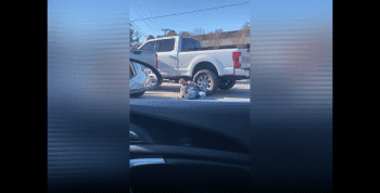 Driver Clowns A Guy That Woke Up After He Got Folded Like A Chair By Another Guy In Traffic After He Jumped Out His Truck Talking Crazy