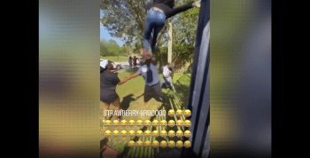 Girl Jumped From The Top Of A House To Take Out Her Opp During A Fade