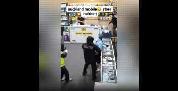 Two Shopkeepers Protect Their Store After Armed Robbers Came In Smashing And Grabbing