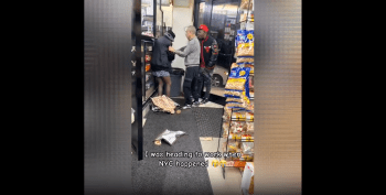 Homeless Man Takes A Beaten By Store Employees While Eating Stolen Cakes In The Store Because He Was Starving