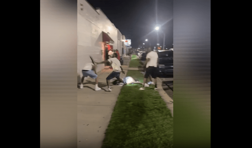 Dude Gets Jumped And Pistol Whipped After he Knocked Out A Girl For Putting Hands On Him During A Altercation With Another Man